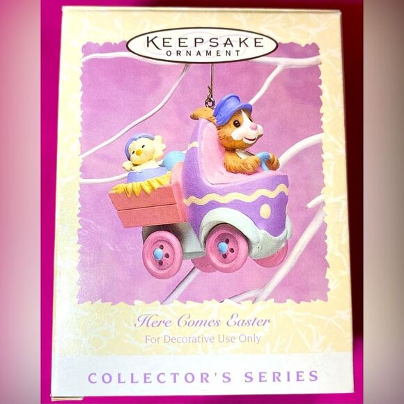 Easter Hallmark Keepsake 90s Ornament Vintage 1996 Here Comes Easter Bunny Duck - Picture 1 of 9